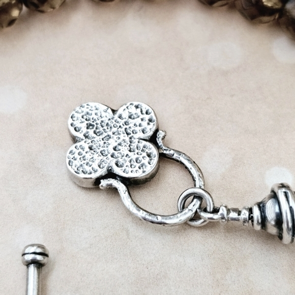 RARE Silpada Sterling Silver Smokey Topaz Clover Charm Bracelet B0689 *Firm* - Picture 5 of 13